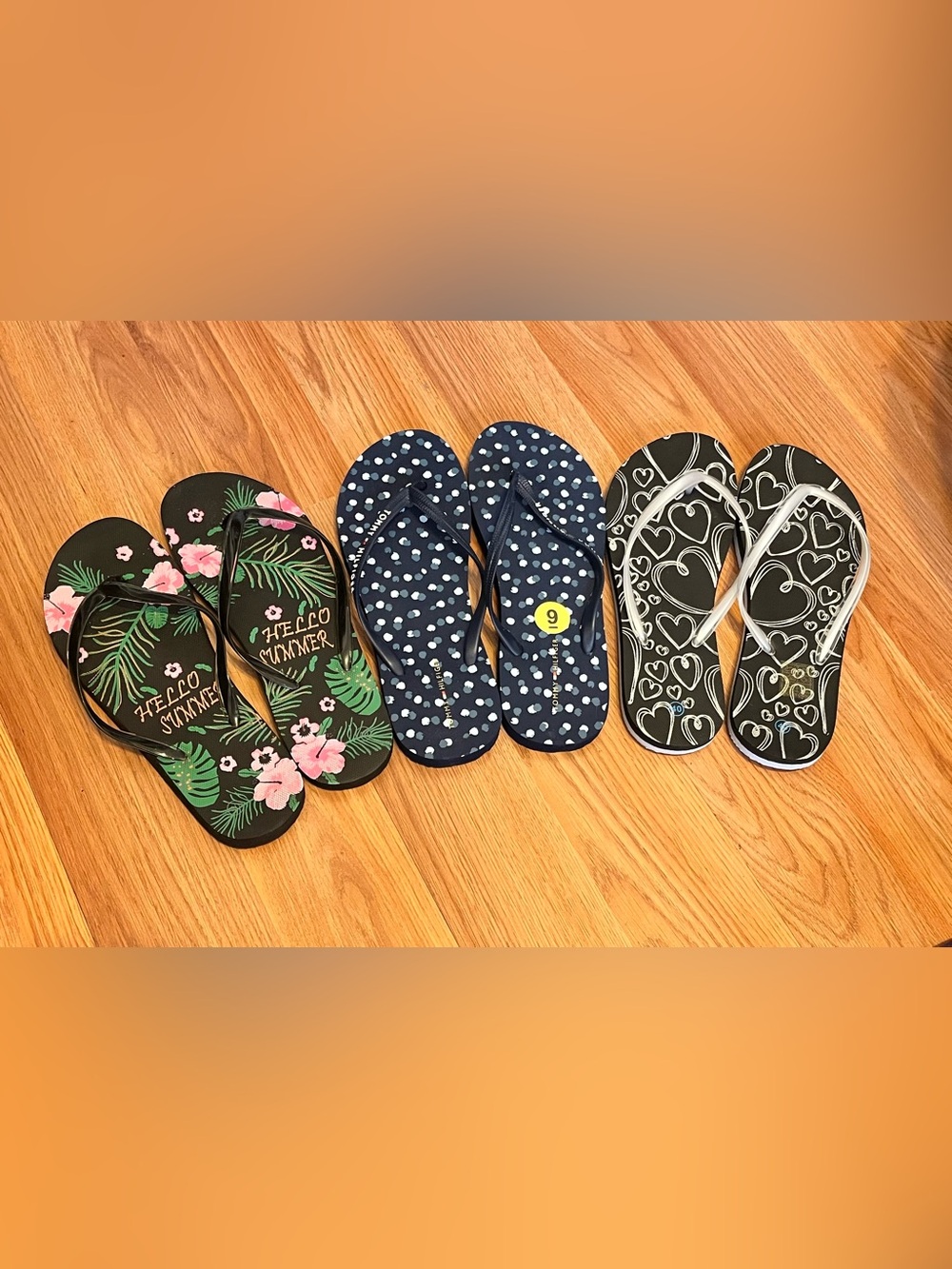 Tommy Hilfiger Navy Polka Dot Women's Flip Flops